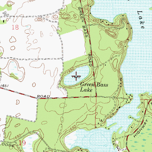 Topographic Map of Green Bass Lake, WI