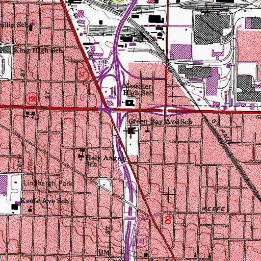 Topographic Map of Green Bay Avenue Elementary School, WI