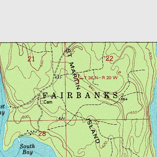 Topographic Map of Green Bay National Wildlife Refuge, MI
