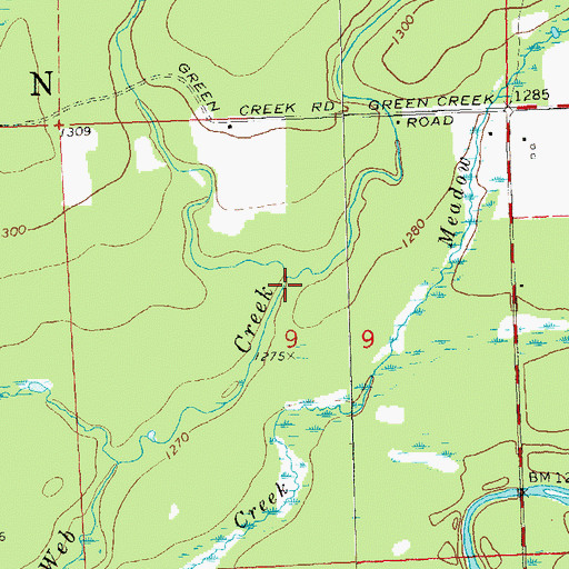 Topographic Map of Green Creek, WI