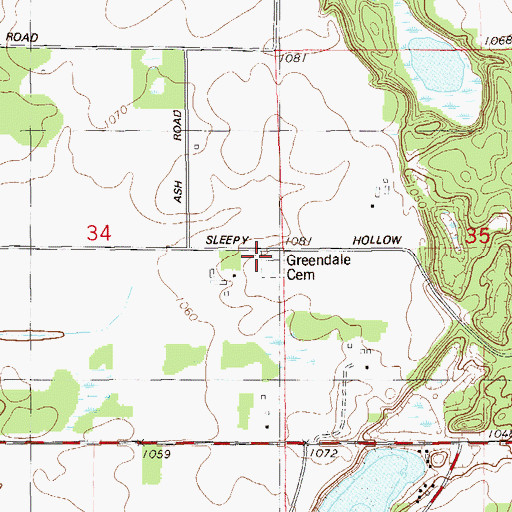 Topographic Map of Greendale Cemetery, WI