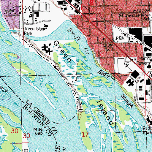 Topographic Map of Green Island, WI