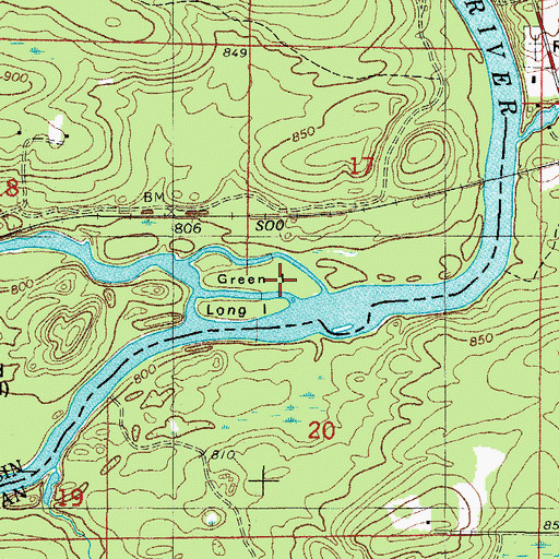 Topographic Map of Green Island, WI