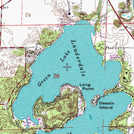 Topographic Map of Green Lake, WI