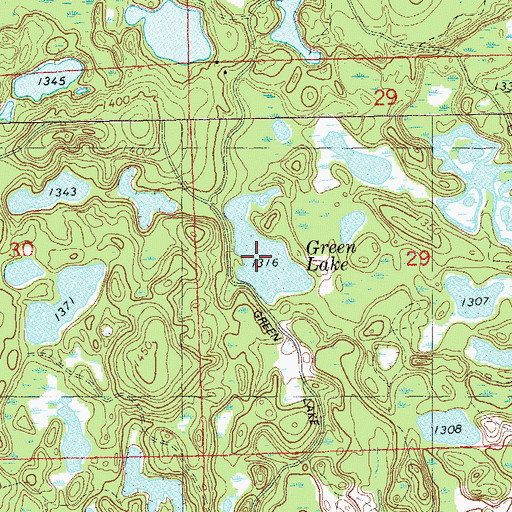 Topographic Map of Green Lake, WI