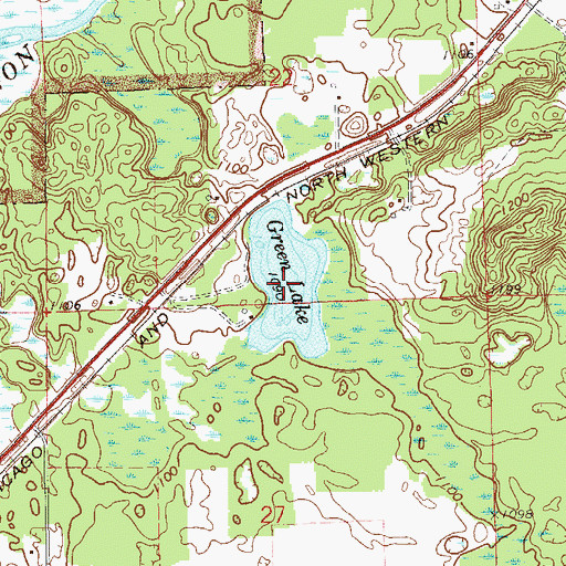 Topographic Map of Green Lake, WI