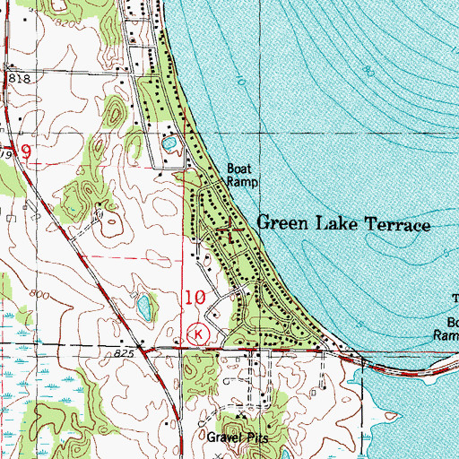 Topographic Map of Green Lake Terrace, WI