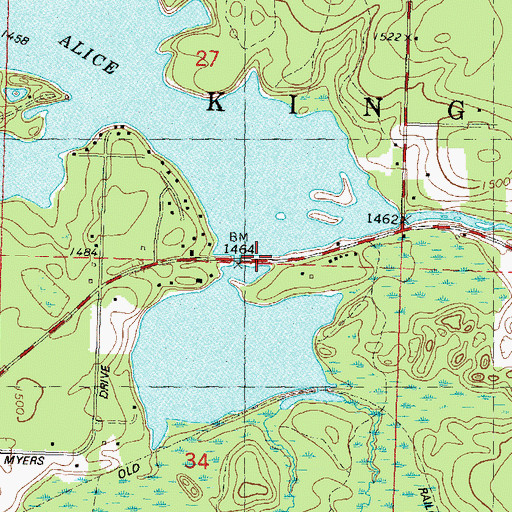 Topographic Map of Green Meadow Creek, WI