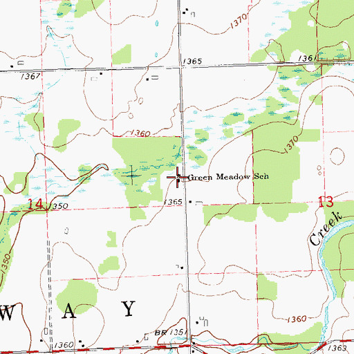 Topographic Map of Green Meadow School, WI