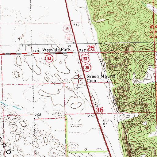 Topographic Map of Green Mound Cemetery, WI