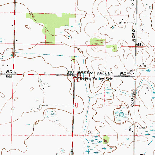 Topographic Map of Green Valley School, WI
