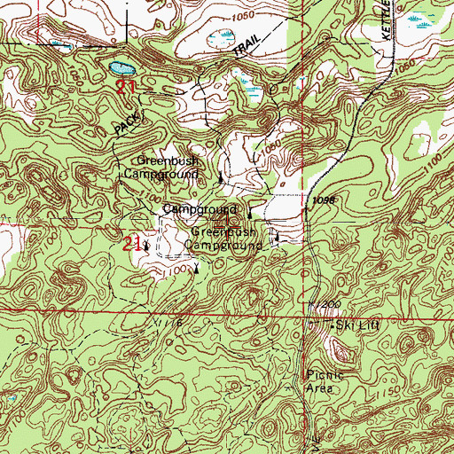 Topographic Map of Greenbush Campground, WI