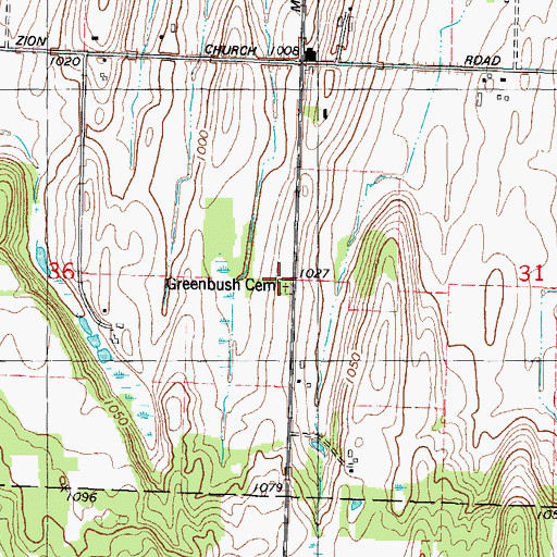 Topographic Map of Greenbush Cemetery, WI