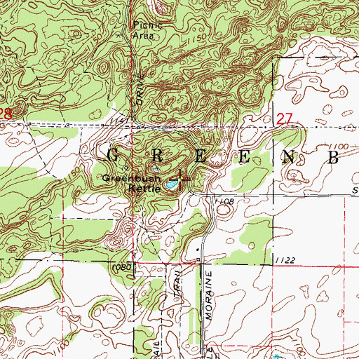 Topographic Map of Greenbush Kettle, WI