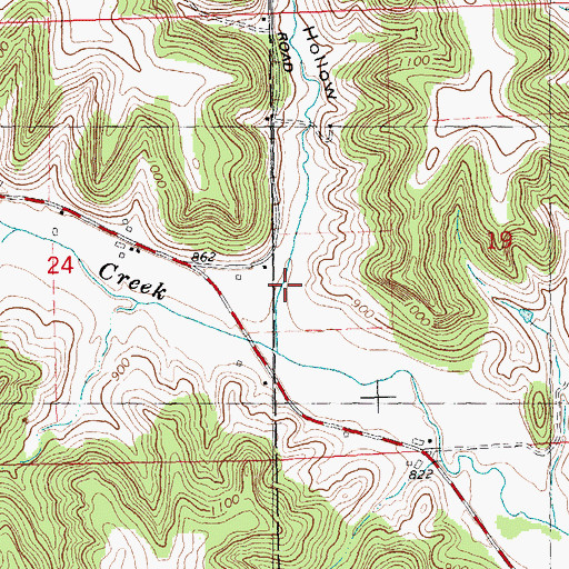 Topographic Map of Greene Hollow, WI
