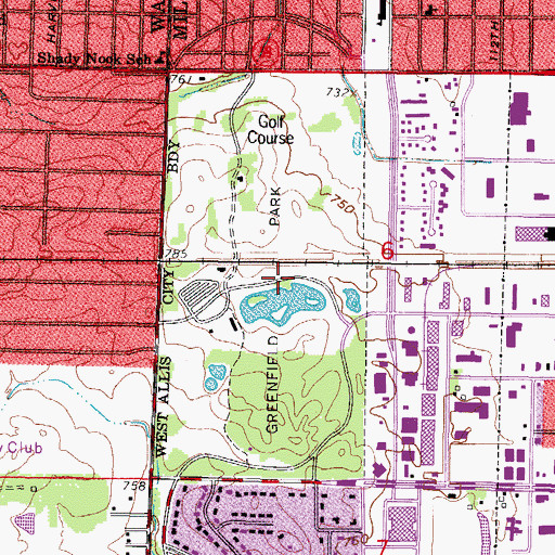 Topographic Map of Greenfield Park, WI