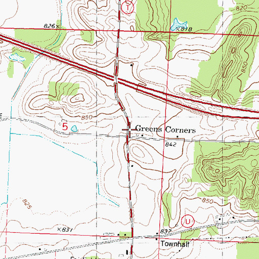 Topographic Map of Greens Corners, WI
