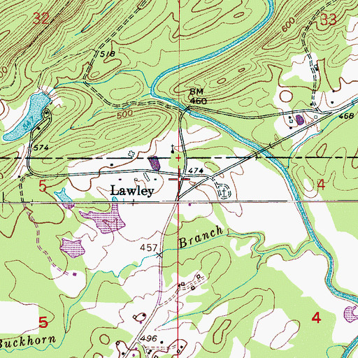 Topographic Map of Lawley, AL