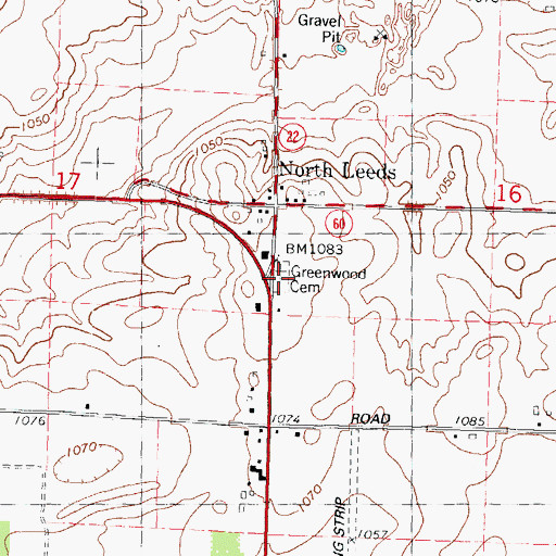 Topographic Map of Greenwood Cemetery, WI