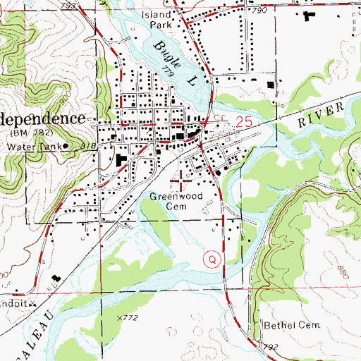 Topographic Map of Greenwood Cemetery, WI