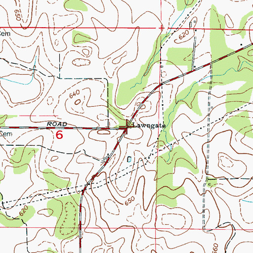 Topographic Map of Lawngate, AL