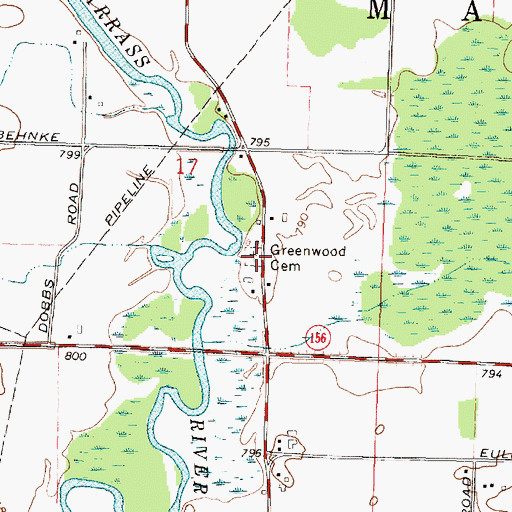 Topographic Map of Greenwood Cemetery, WI