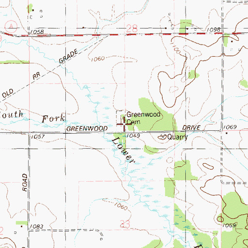 Topographic Map of Greenwood Cemetery, WI