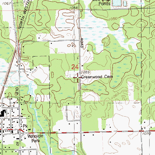 Topographic Map of Greenwood Cemetery, WI