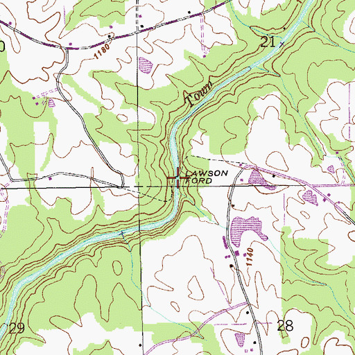 Topographic Map of Lawson Ford, AL