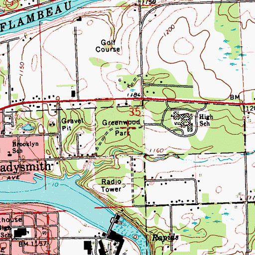 Topographic Map of Greenwood Park, WI