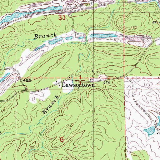 Topographic Map of Lawsontown, AL