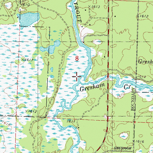 Topographic Map of Gresham Creek, WI
