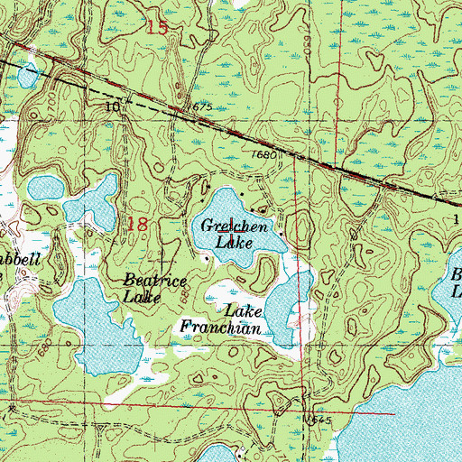 Topographic Map of Gretchen Lake, WI