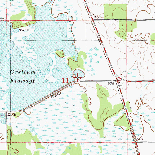 Topographic Map of Grettum School, WI