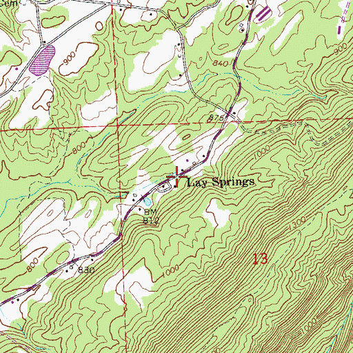 Topographic Map of Lay Springs, AL