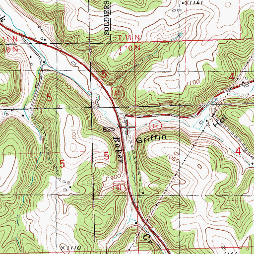 Topographic Map of Griffin Hollow, WI