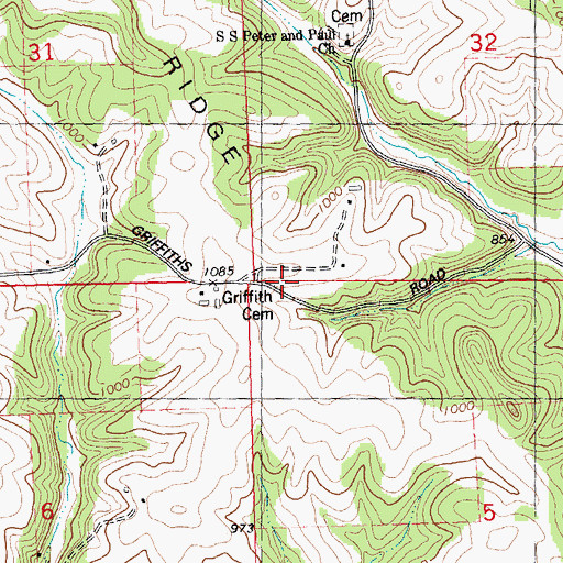 Topographic Map of Griffith Cemetery, WI