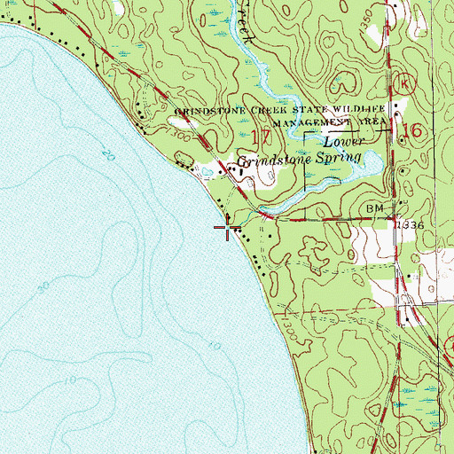 Topographic Map of Grindstone Creek, WI