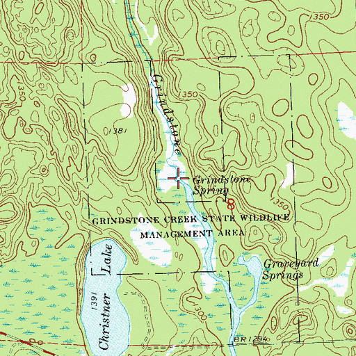 Topographic Map of Grindstone Spring, WI