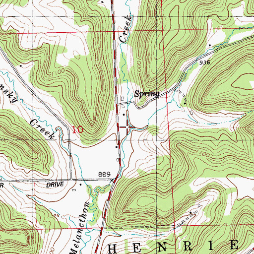 Topographic Map of Grinsell Branch, WI