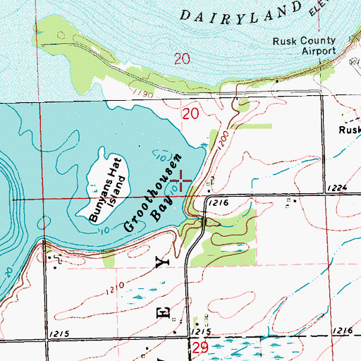Topographic Map of Groothousen Bay, WI