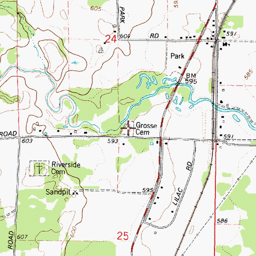 Topographic Map of Grosse Cemetery, WI