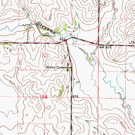 Topographic Map of Grove Cemetery, WI