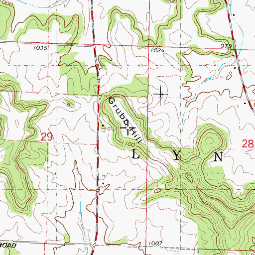 Topographic Map of Grubb Hill, WI