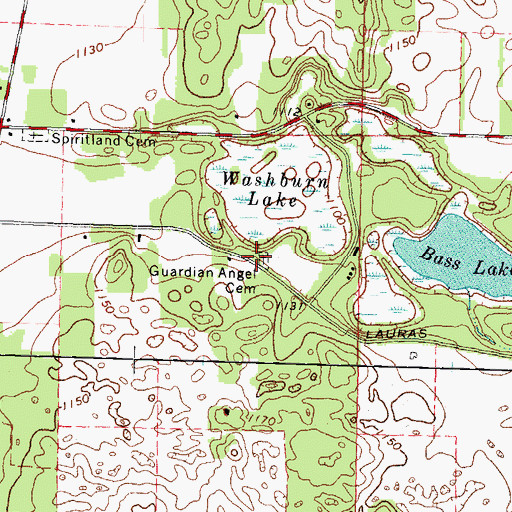 Topographic Map of Guardian Angel Cemetery, WI