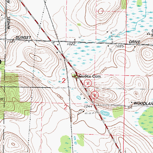 Topographic Map of Gudex Cemetery, WI
