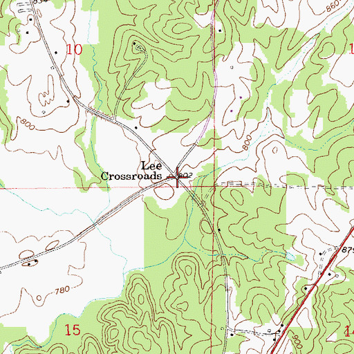 Topographic Map of Lee Crossroads, AL