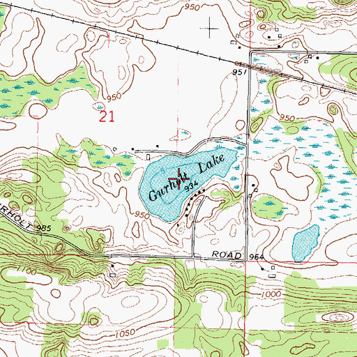 Topographic Map of Gurholt Lake, WI