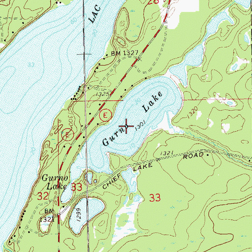 Topographic Map of Gurno Lake, WI