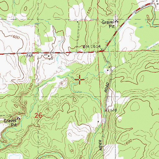 Topographic Map of Gus Johnson Creek, WI